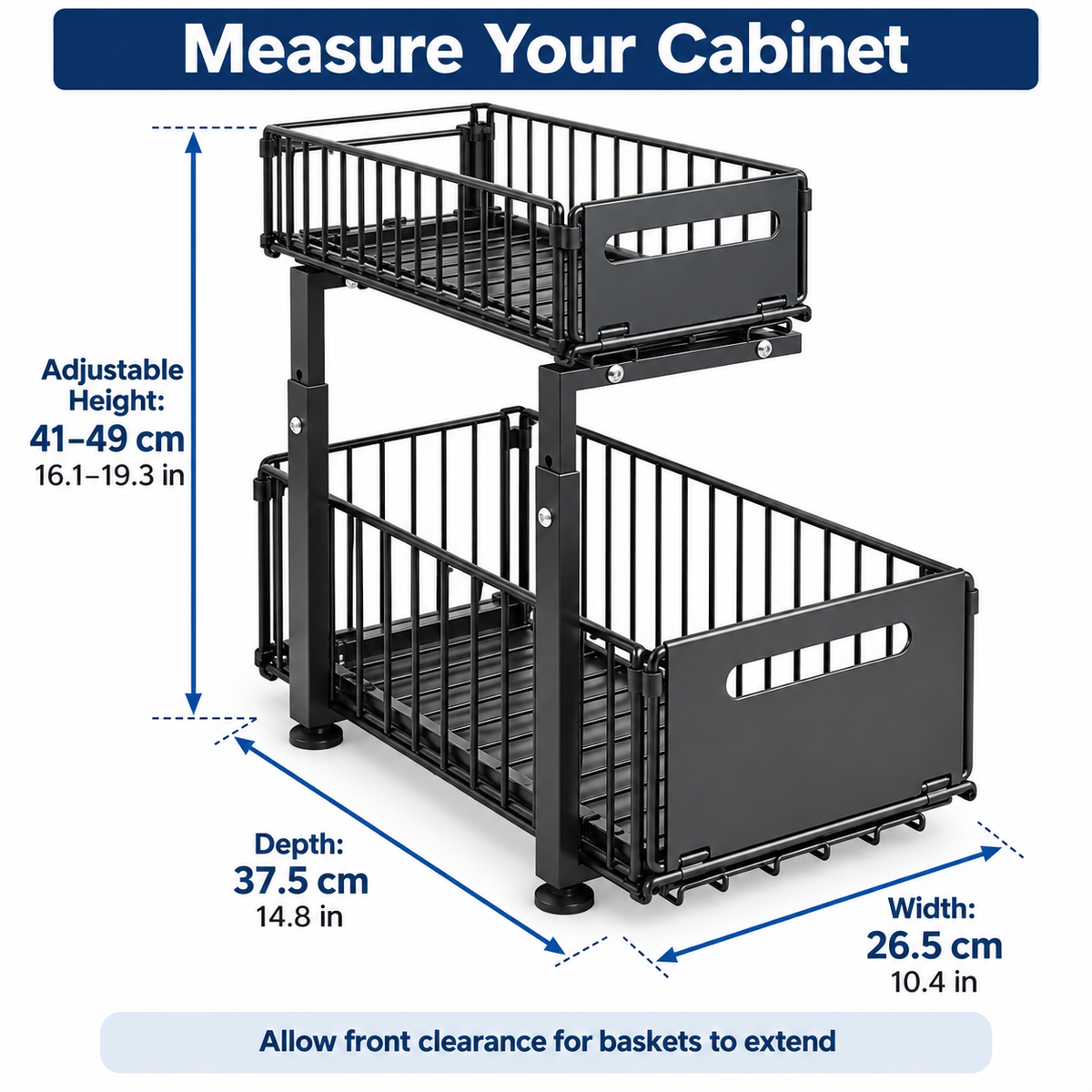 Adjustable 2-Tier Pull-Out Cabinet Storage Organizer