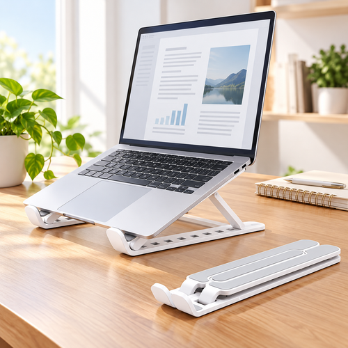 Fold-Flat Adjustable Laptop Stand for Desk and Travel