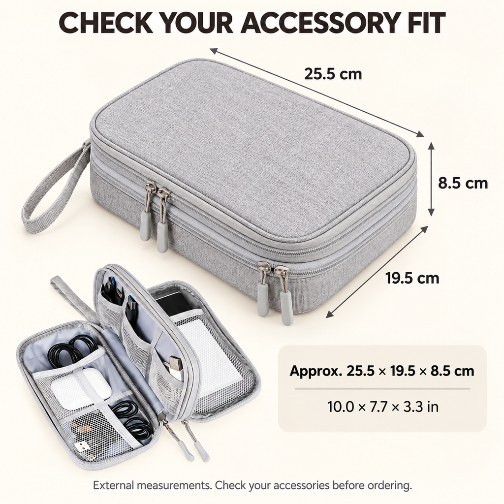 Double-Layer Travel Tech Organizer Case for Accessories