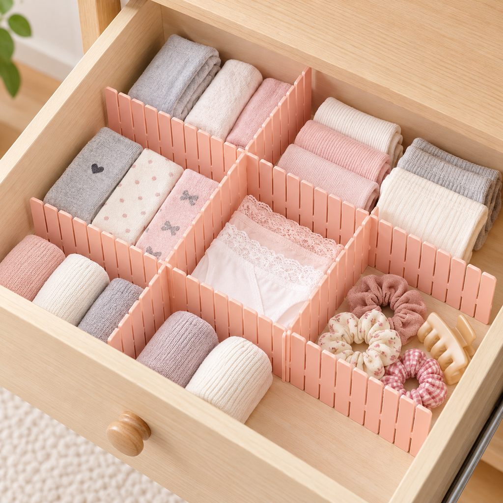 Cut-to-Fit Drawer Divider Set, 4-Pack Storage Organizer