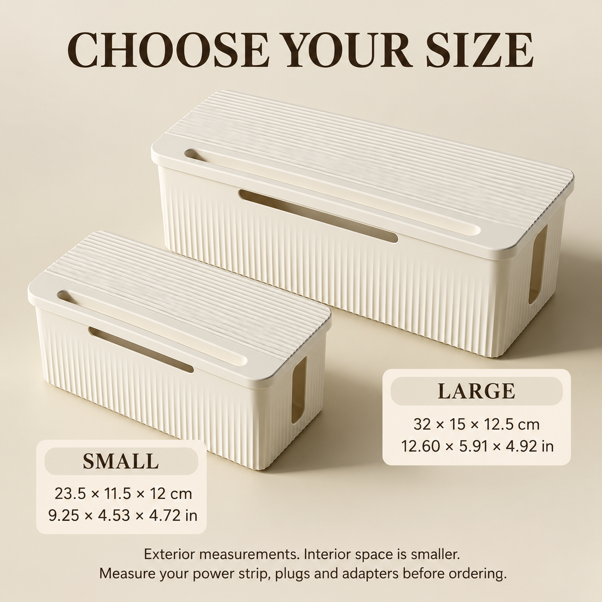 Desktop Cable & Power Strip Organizer Box for Home & Office