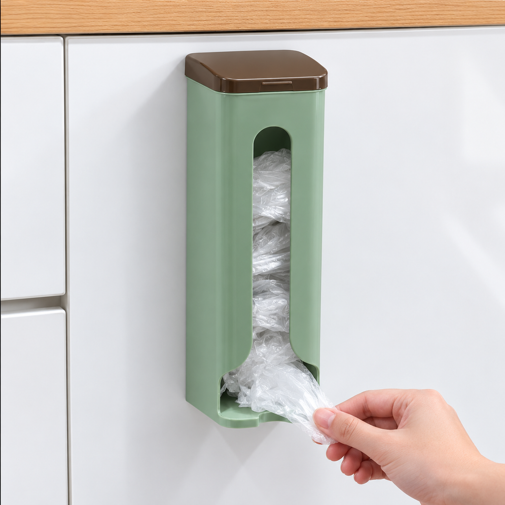 Wall-Mounted Reusable Grocery Bag Dispenser Holder