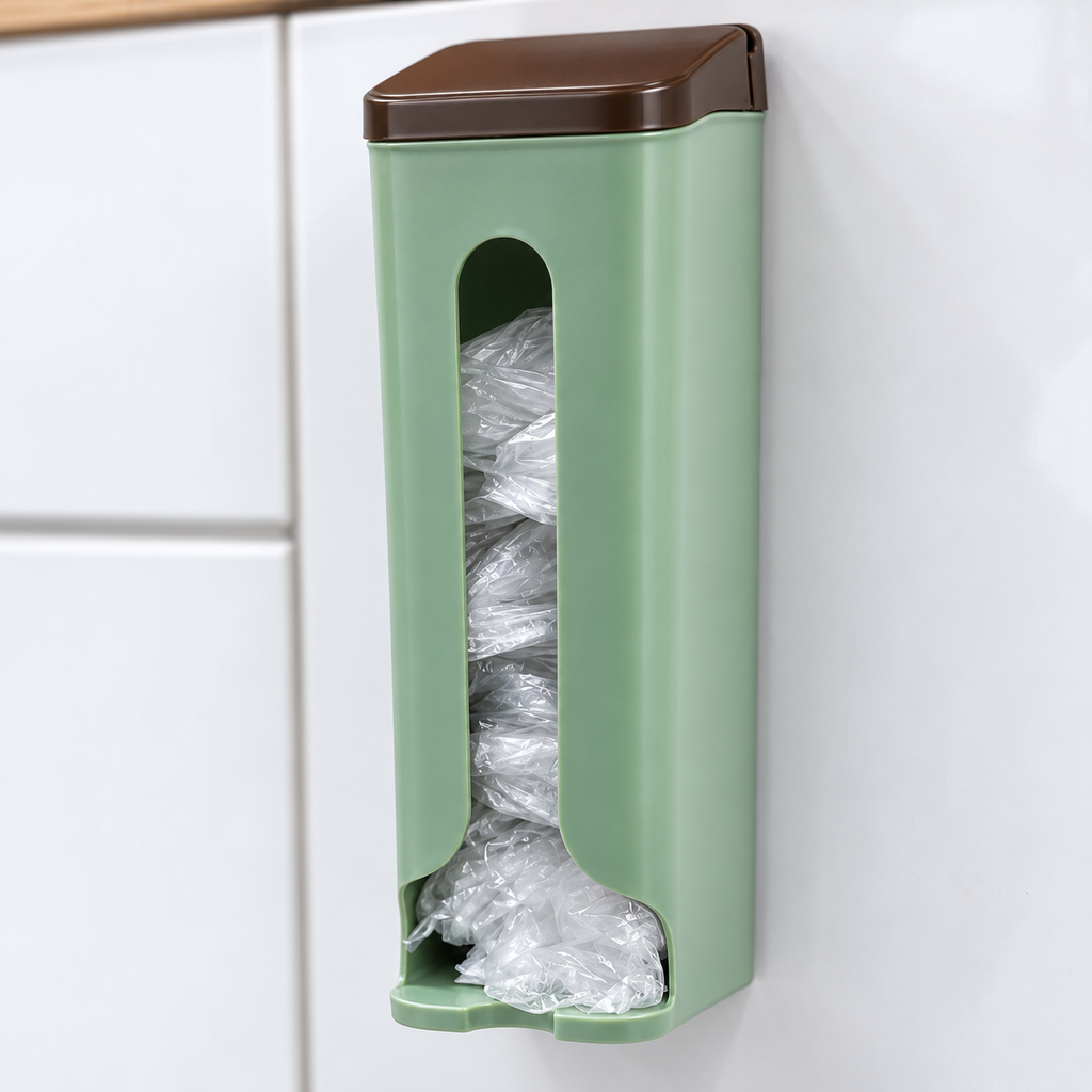 Wall-Mounted Reusable Grocery Bag Dispenser Holder