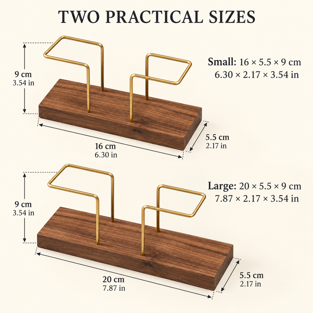 Solid Wood & Brass Tabletop Napkin Holder in Beech or Walnut