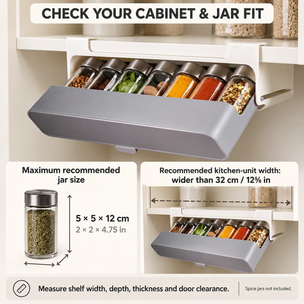 Pull-Out Under-Shelf Spice Organizer for Kitchen Cabinets