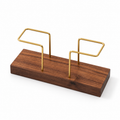 Solid Wood & Brass Tabletop Napkin Holder in Beech or Walnut