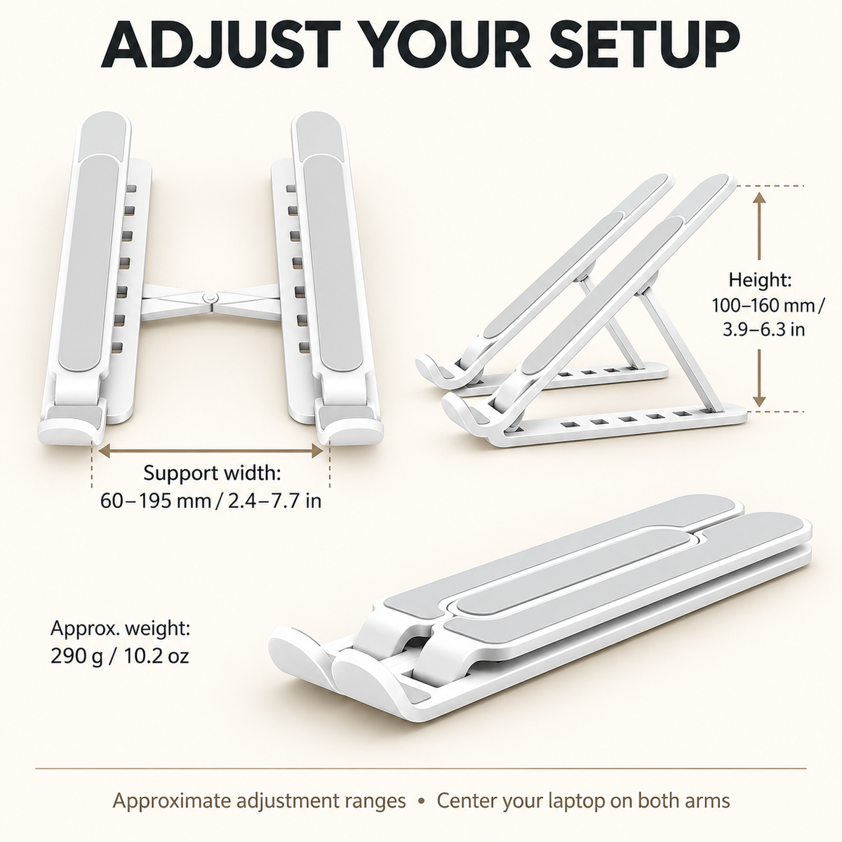 Fold-Flat Adjustable Laptop Stand for Desk and Travel