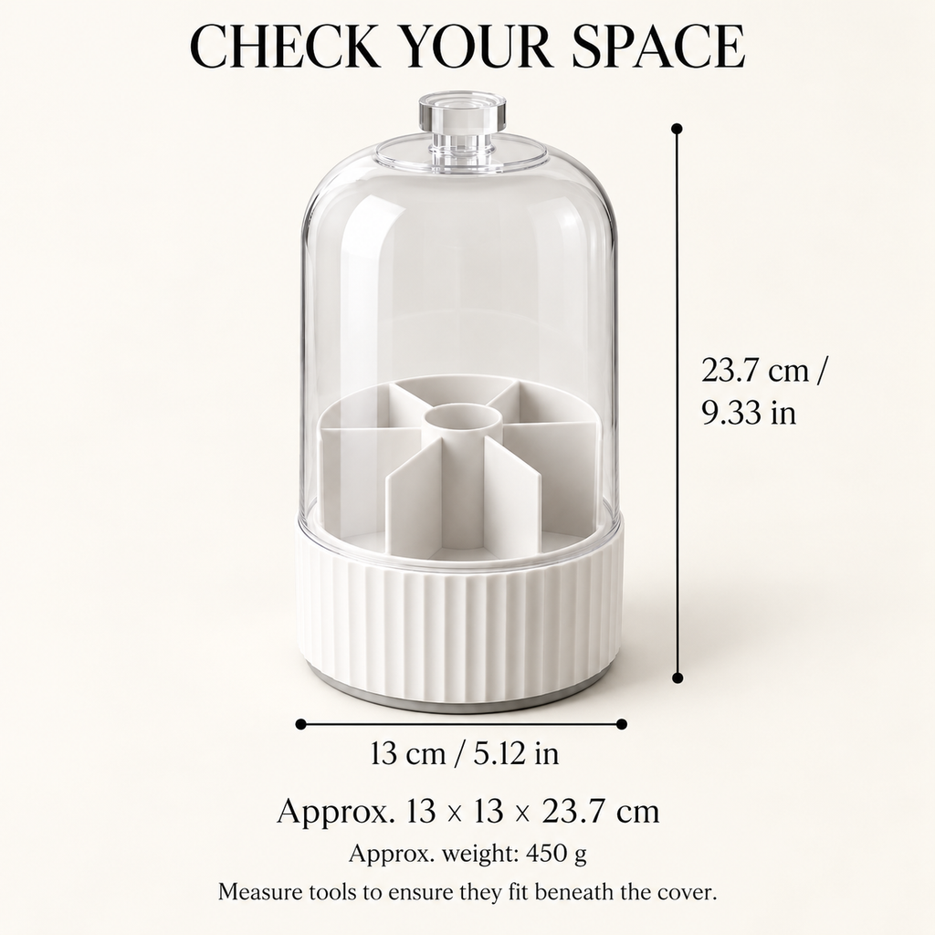 360° Rotating Covered Brush & Desk Organizer for Makeup