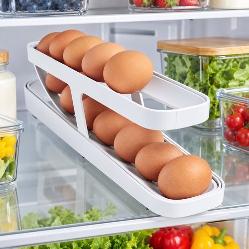 2-Tier Rolling Egg Dispenser for Refrigerator Storage
