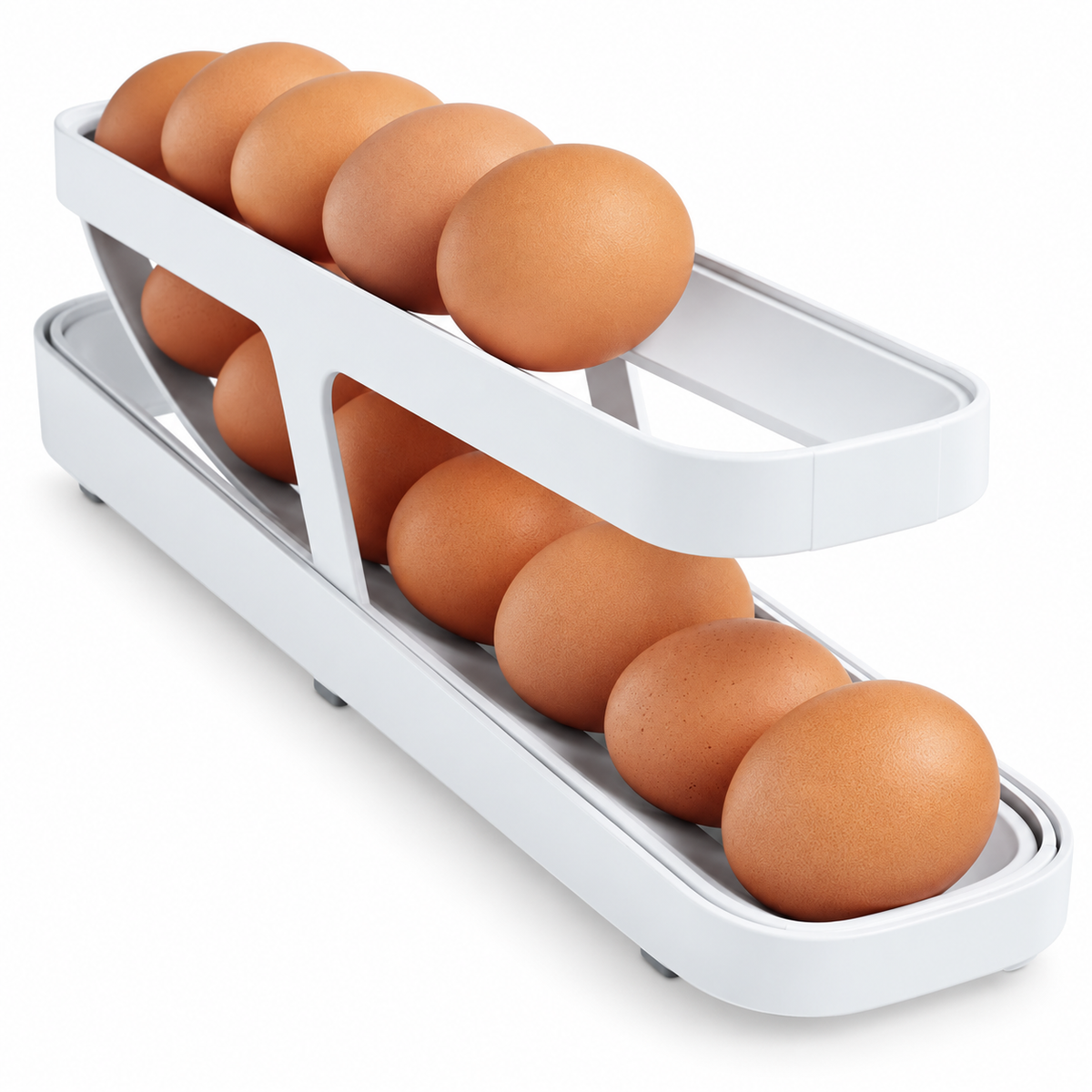 2-Tier Rolling Egg Dispenser for Refrigerator Storage