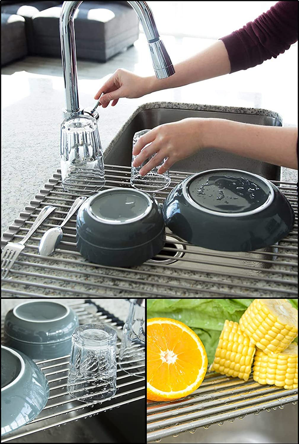 Roll-Up Over-Sink Drying Rack