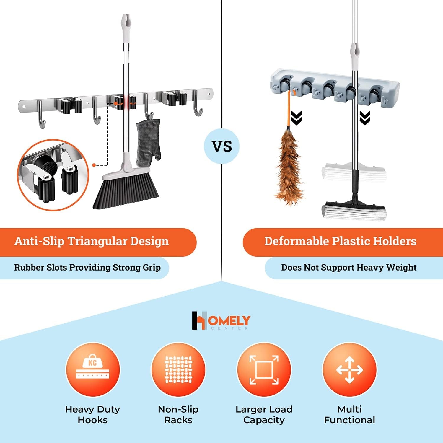 Wall-Mounted Mop & Broom Organizer