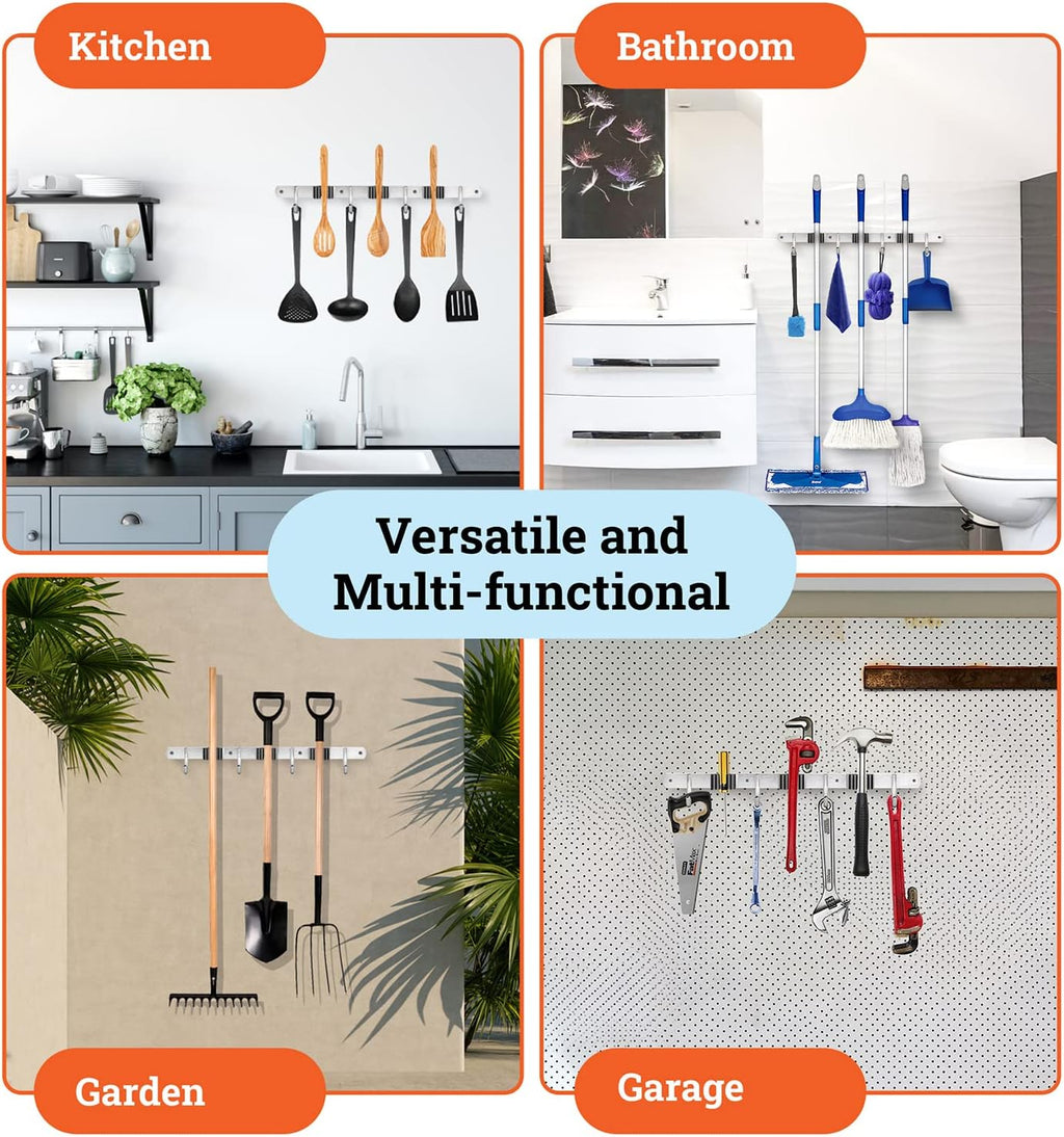 Wall-Mounted Mop & Broom Organizer