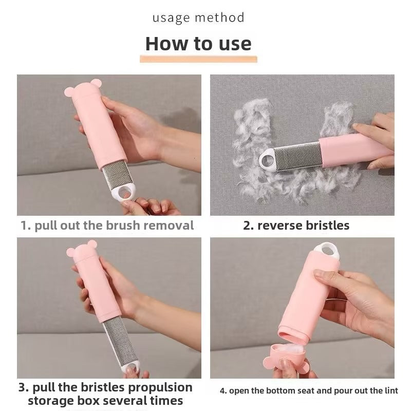 Lint roller in use