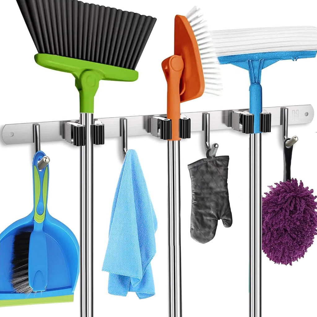 Wall-Mounted Mop & Broom Organizer