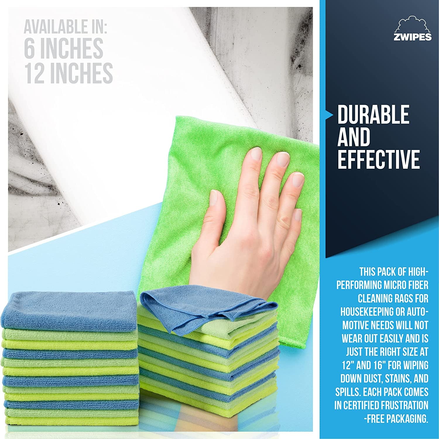 12-Pack Microfiber Cleaning Cloths