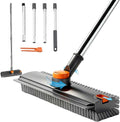 3-in-1 long-handle floor scrubber with squeegee