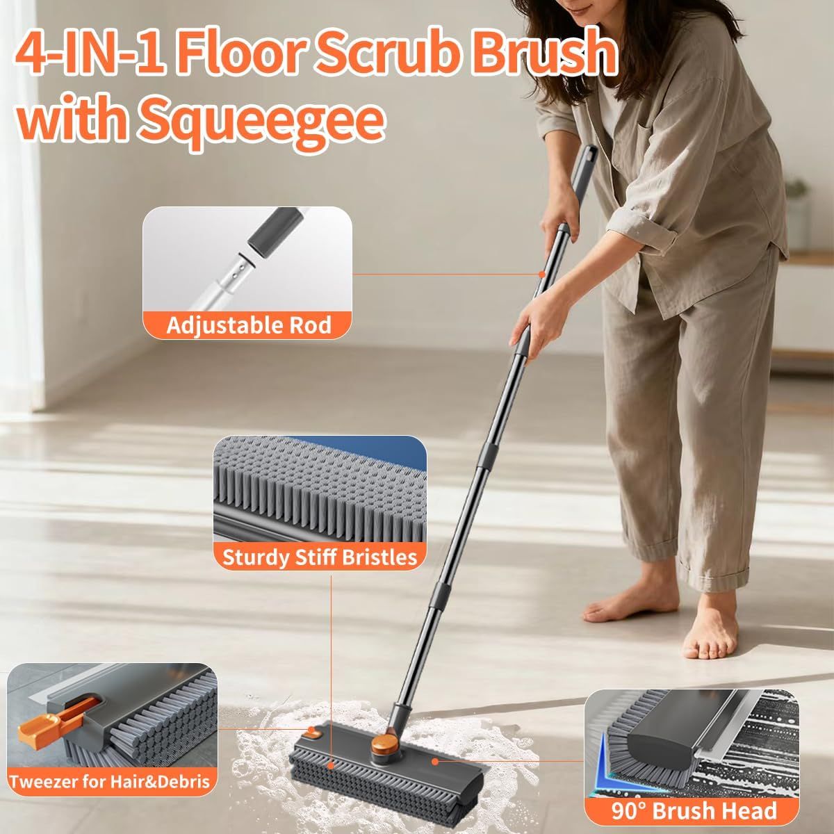 3-in-1 floor scrubber silicone squeegee